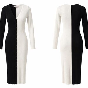 Elegant Black and Winter White Women's Dress